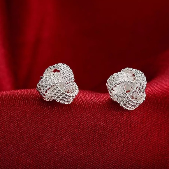 Jewelry - Silver Plated Knot Stud Earrings